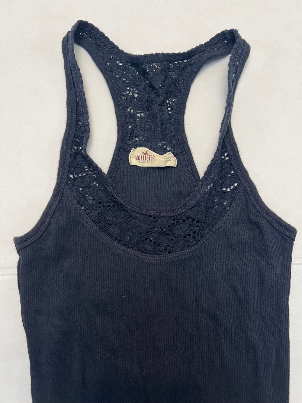 Hollister Y2K blue Lace Trim Racerback Cami Tank Top Bella Swan Coquette size M